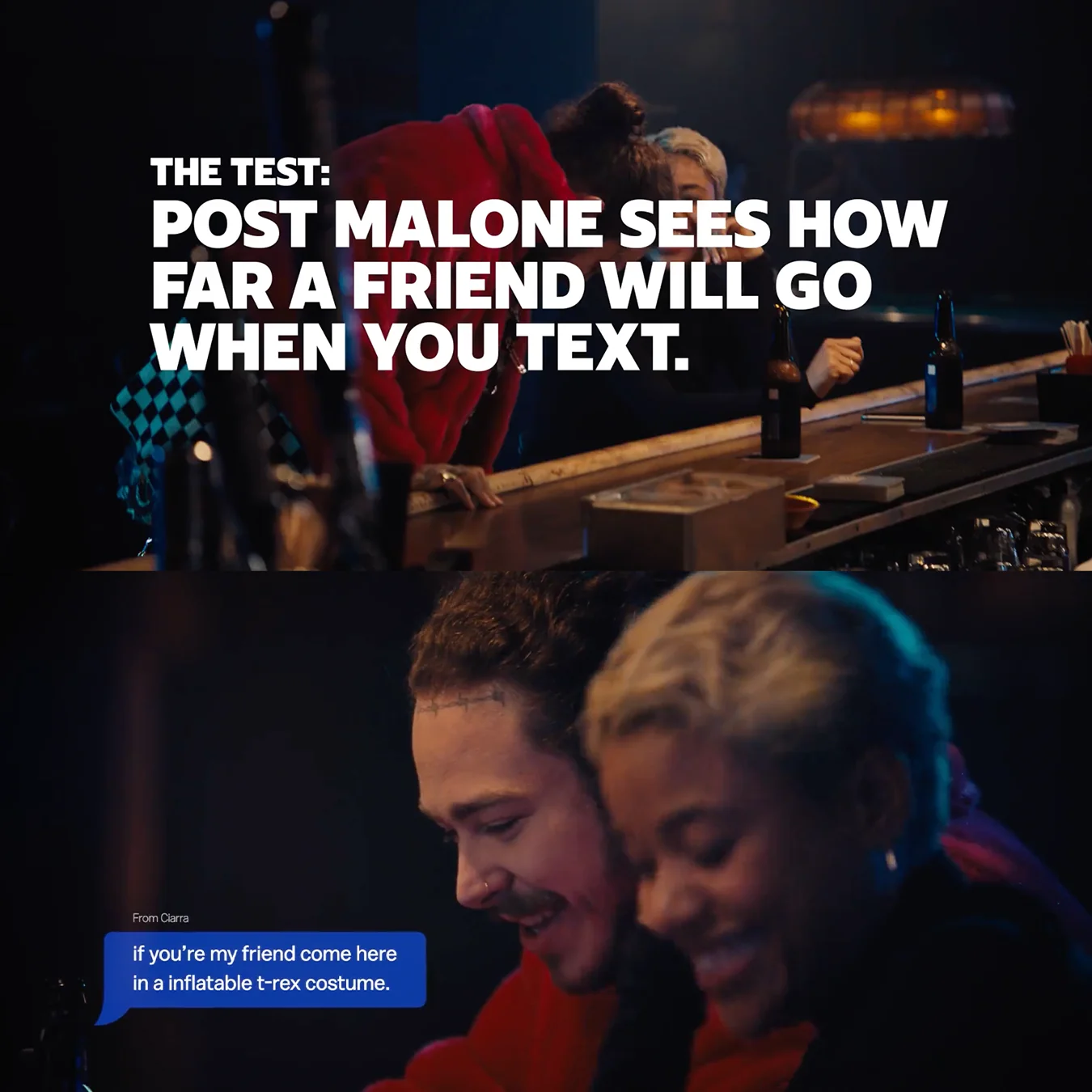 The test: Post Malone sees how far a friend will go when you text.
