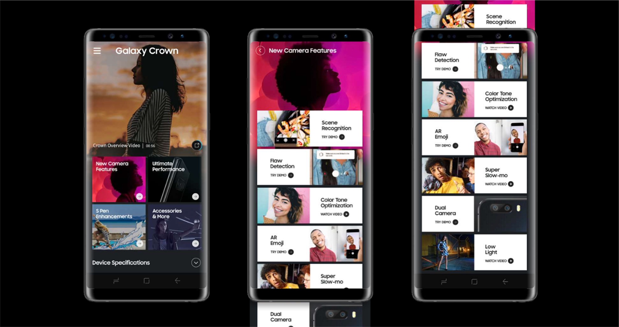 Galaxy Crown — product experience screens