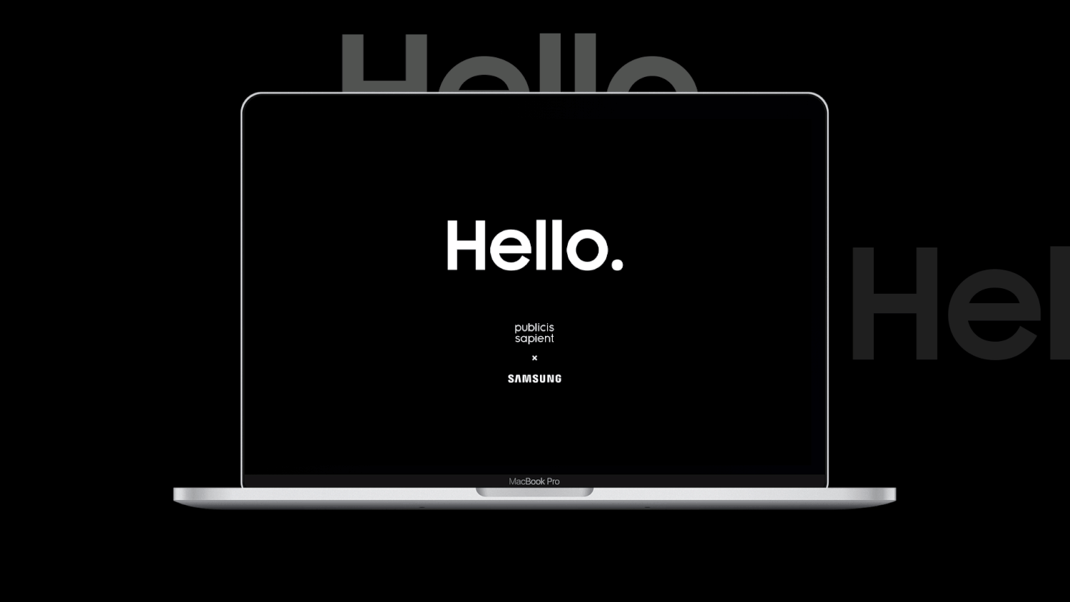 Hello. — Publicis Sapient × Samsung, on a laptop
