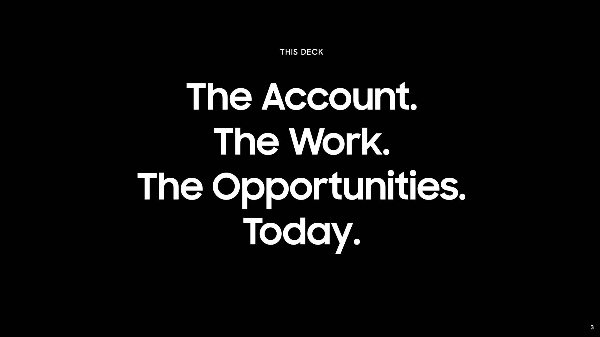 The Account. The Work. The Opportunities. Today.