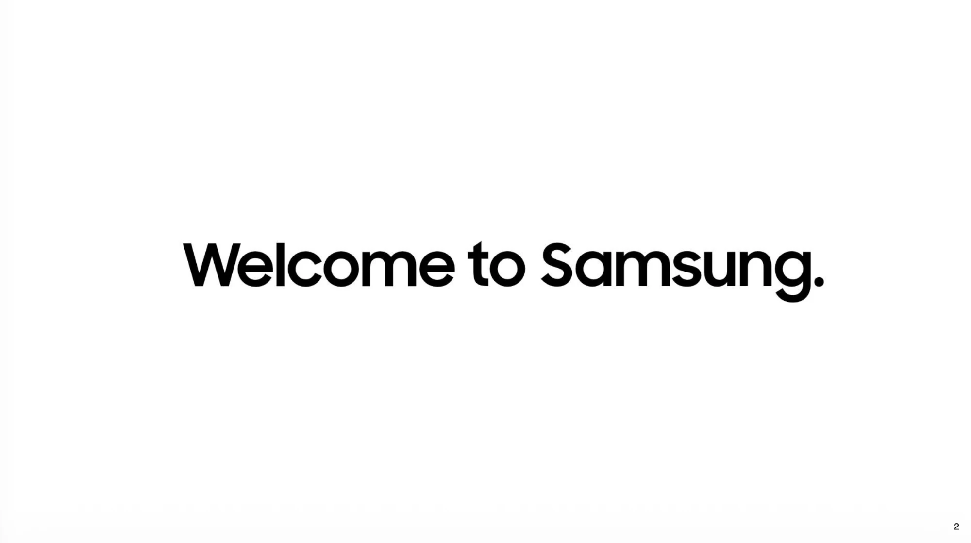 Welcome to Samsung. — onboarding deck