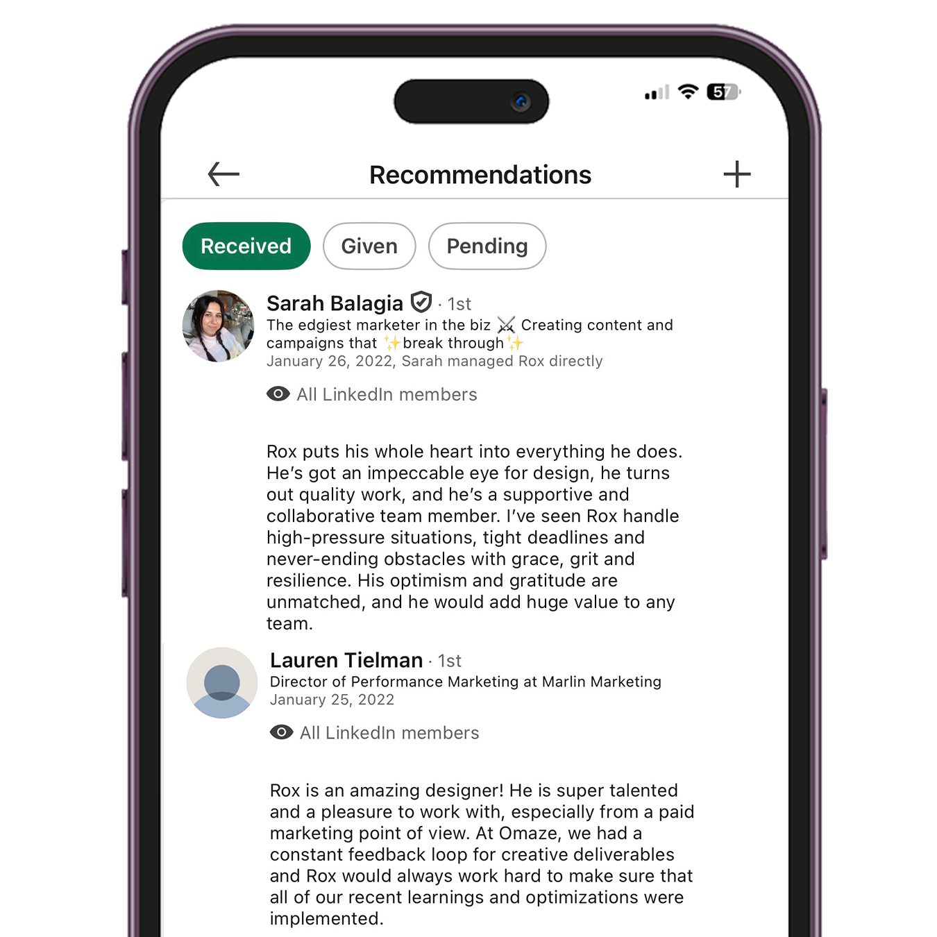 Sarah Balagia & Lauren Tielman — LinkedIn Recommendations